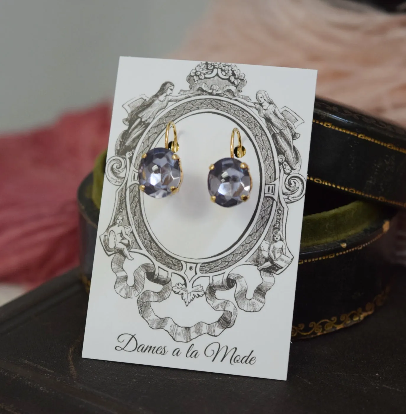 $10 Treats! Lilac Crystal Earrings - Small Oval