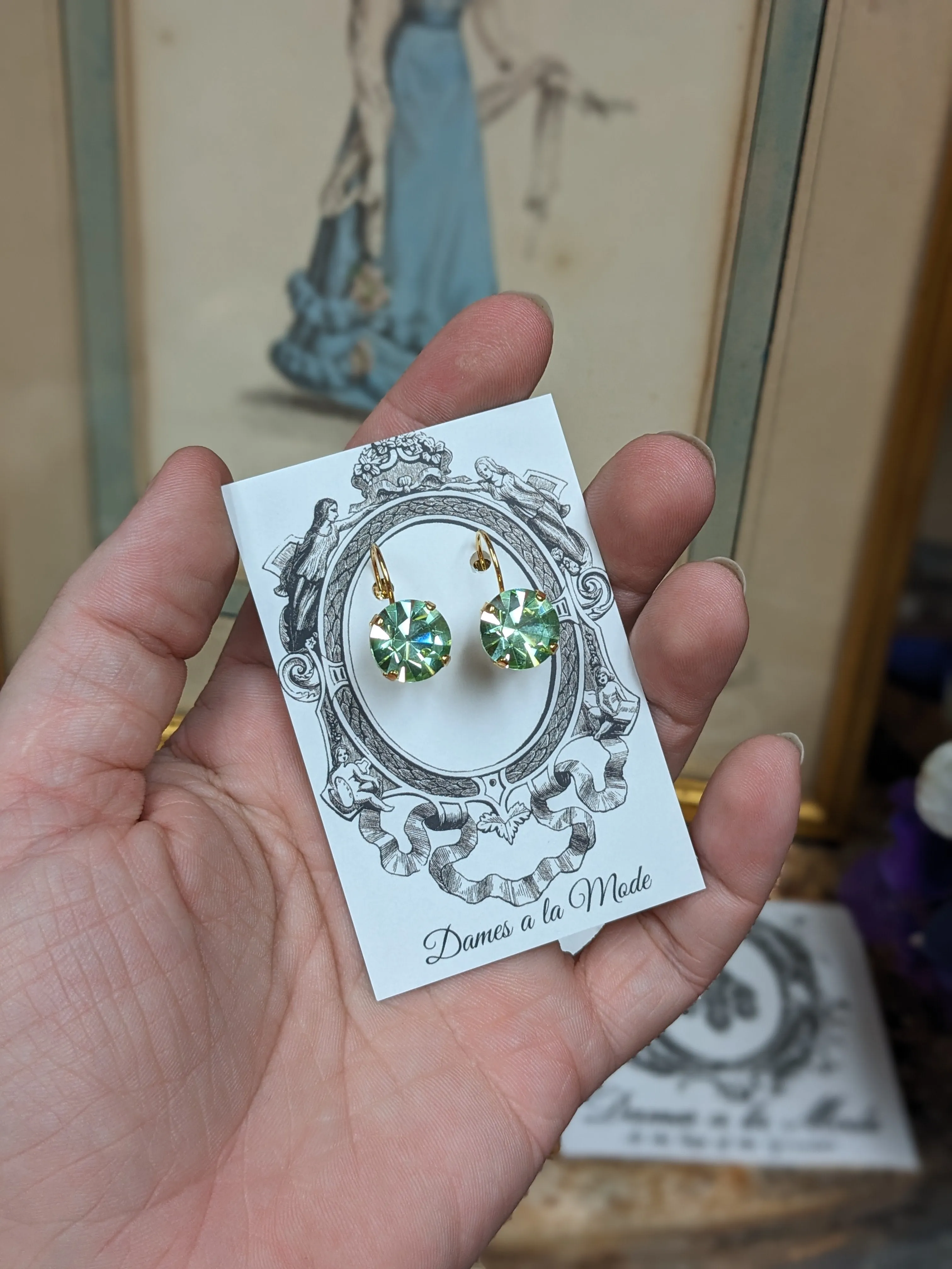 $10 Treats! Mint Green Swarovski Crystal Earrings - Small Round