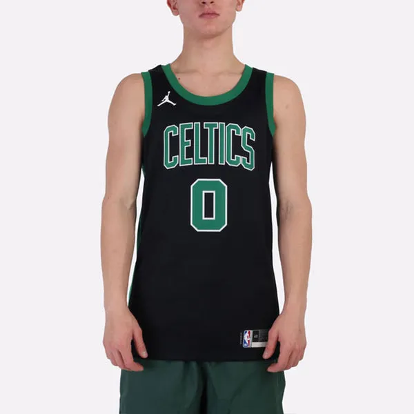 Air Jordan NBA Sports Basketball Jersey Vest SW Fan Edition Boston Celtics Tatum No. 0 'Black Green', black