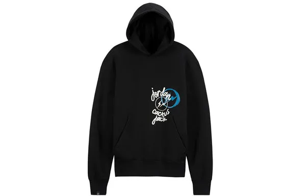 Air Jordan x Travis Scott x Fragment Cartoon Printing Hoodie 'Black White', black