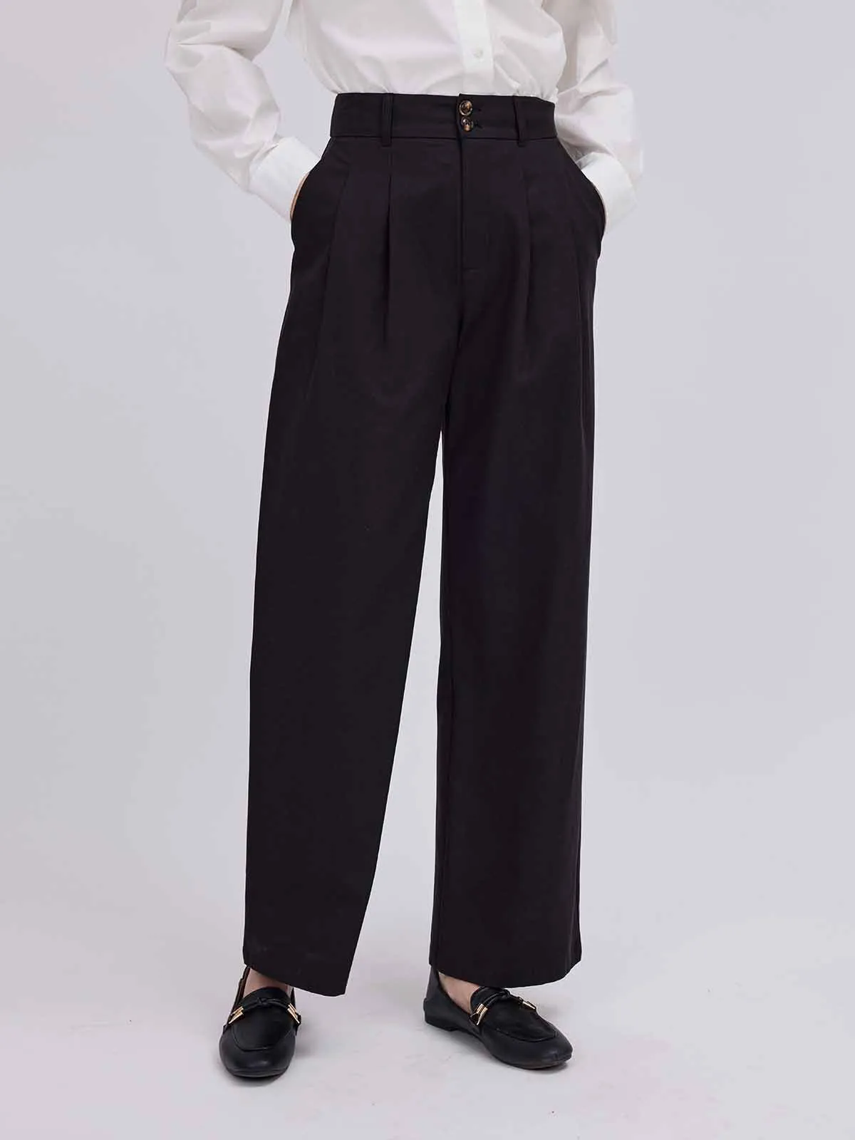 ASOBIO High-Waist Wide-Leg Casual Trousers