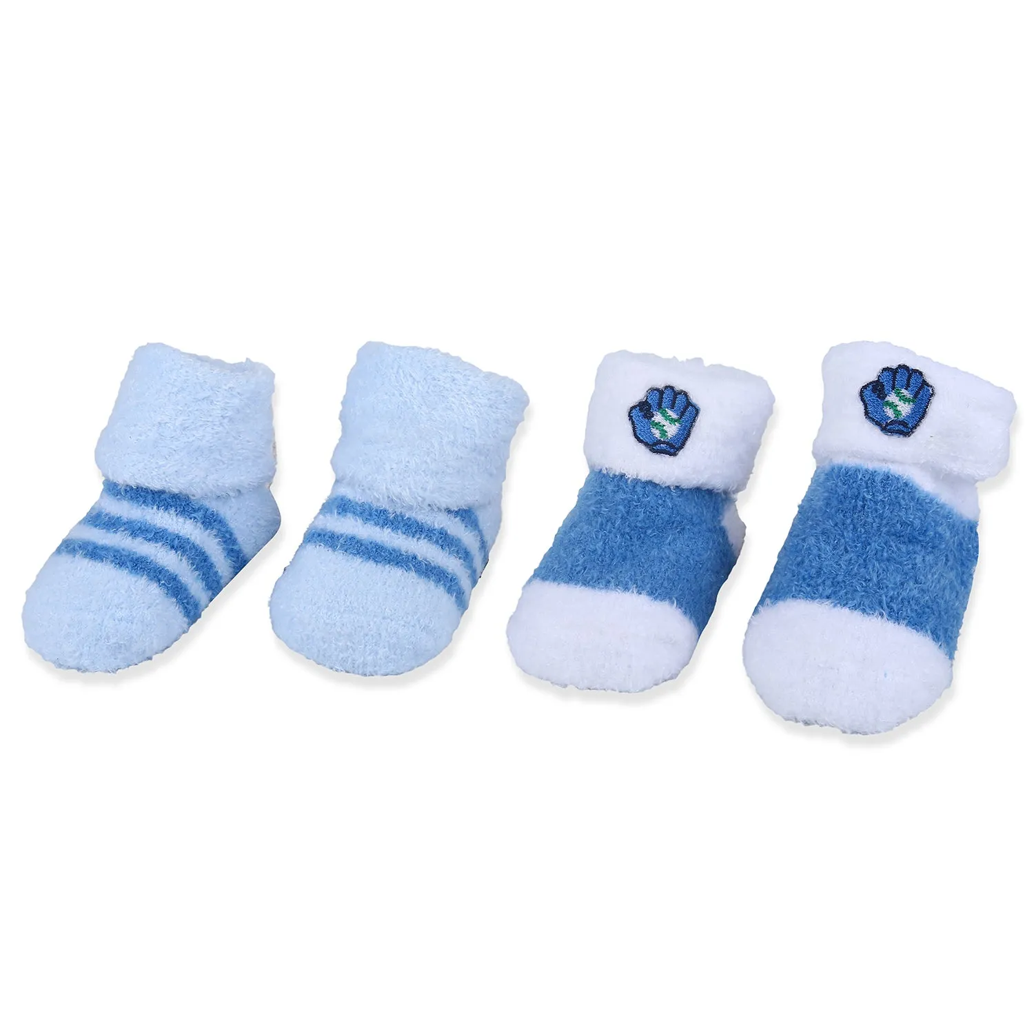 Baby Moo Baseball And Stripes Newborn Breathable Infant Cotton Socks - Blue