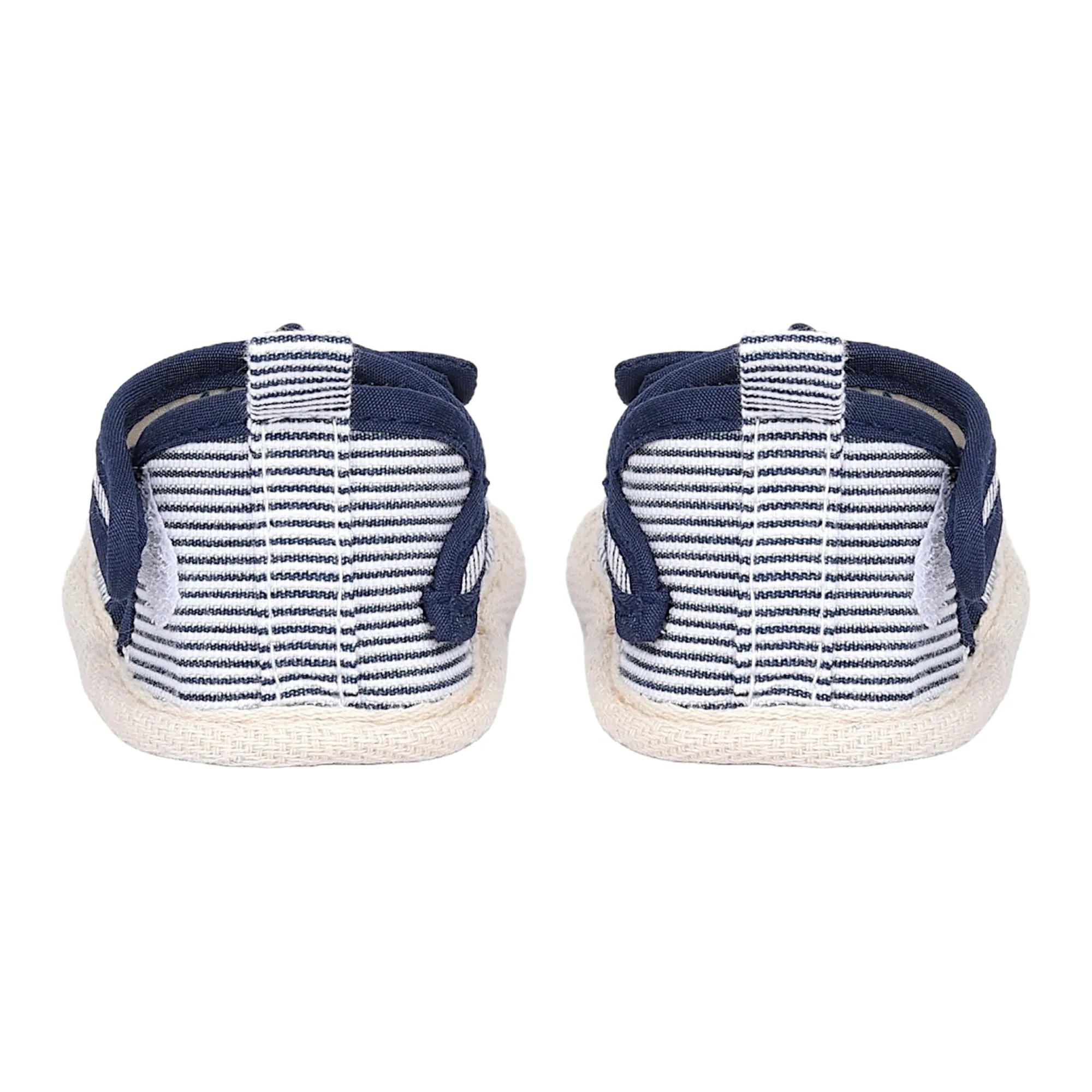 Baby Moo Bow Nautical Striped Velcro Straps Anti-Skid Sandals - Blue