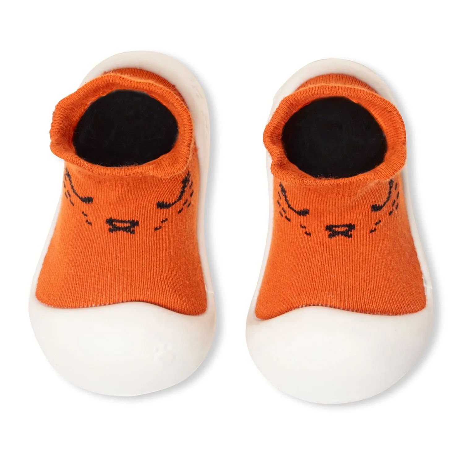 Baby Moo Fantastic Fox Anti-Skid Rubber Sole Comfy Slip-On Sock Shoes - Brown