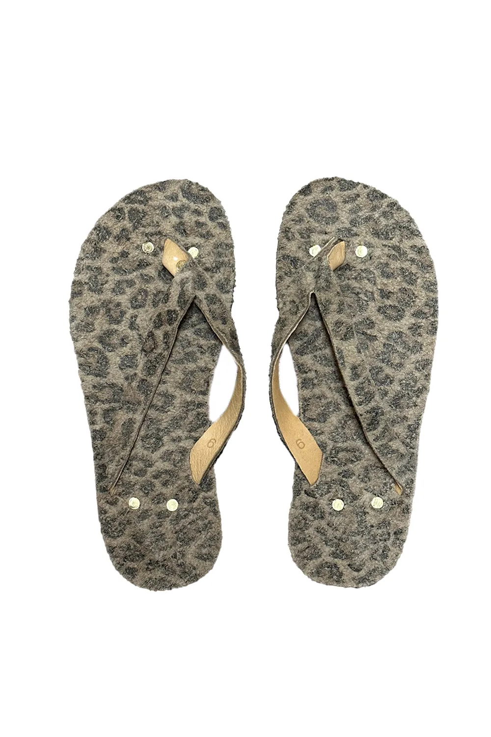 Brown Cheetah Leather Flip Flops