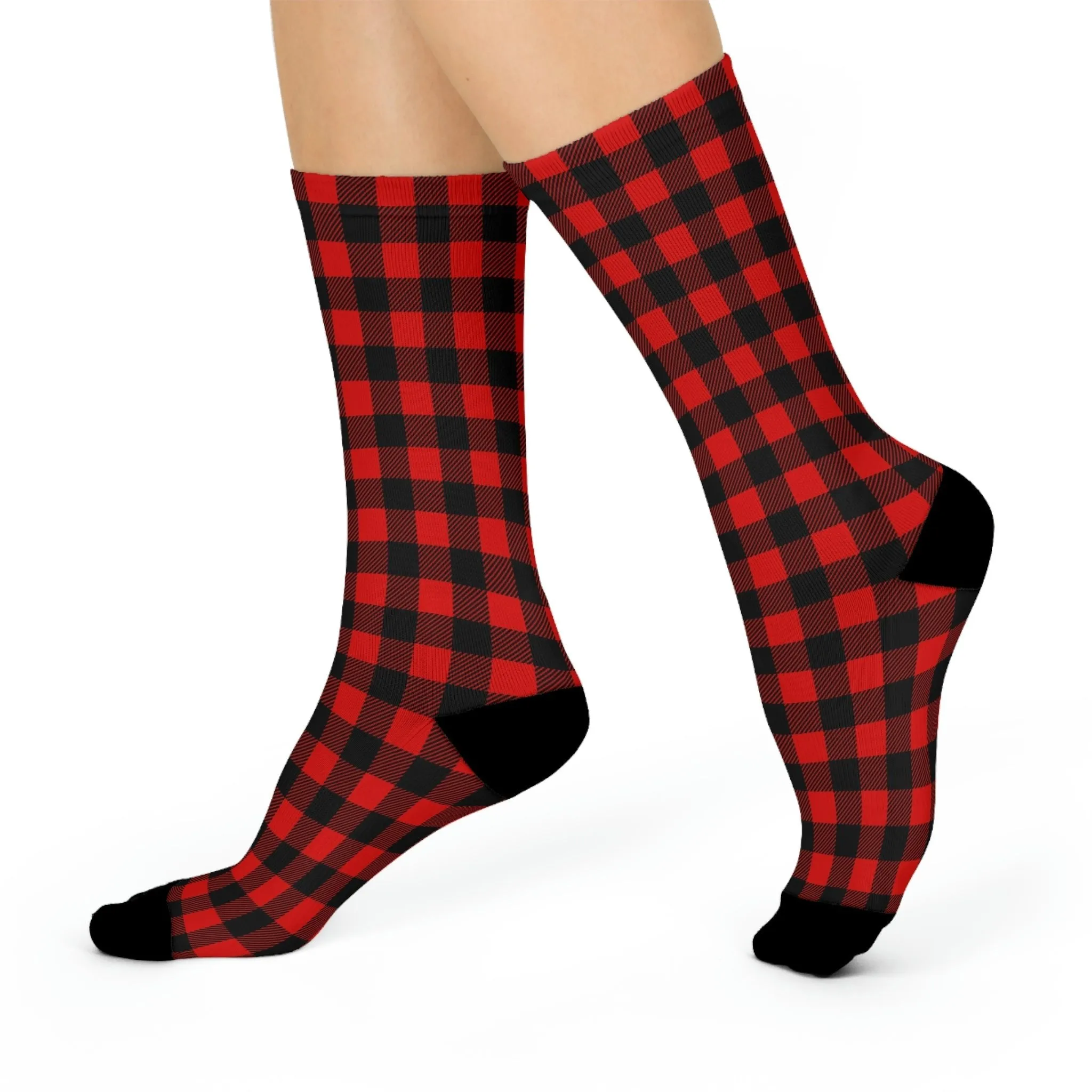 Buffalo Plaid Design Cushioned Crew Socks