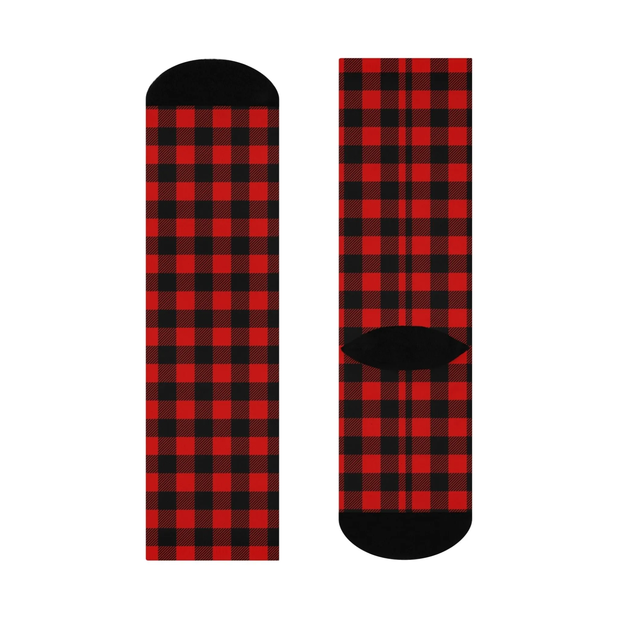 Buffalo Plaid Design Cushioned Crew Socks