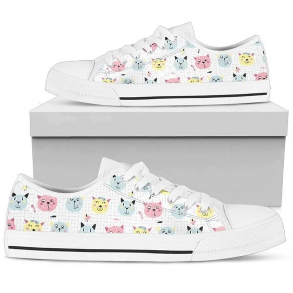 Cat Pattern Low Top Shoes - Comfortable And Trendy Footwear, Cat Canvas Shoes