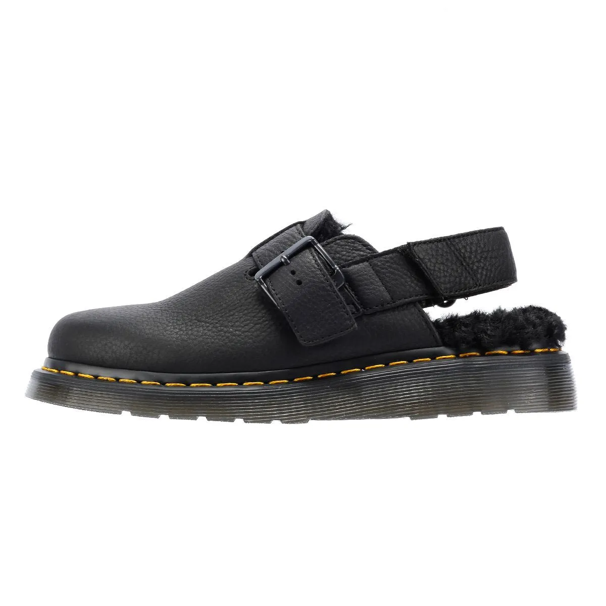 Dr. Martens Jorge II Fur Lined Leather Black Sandals