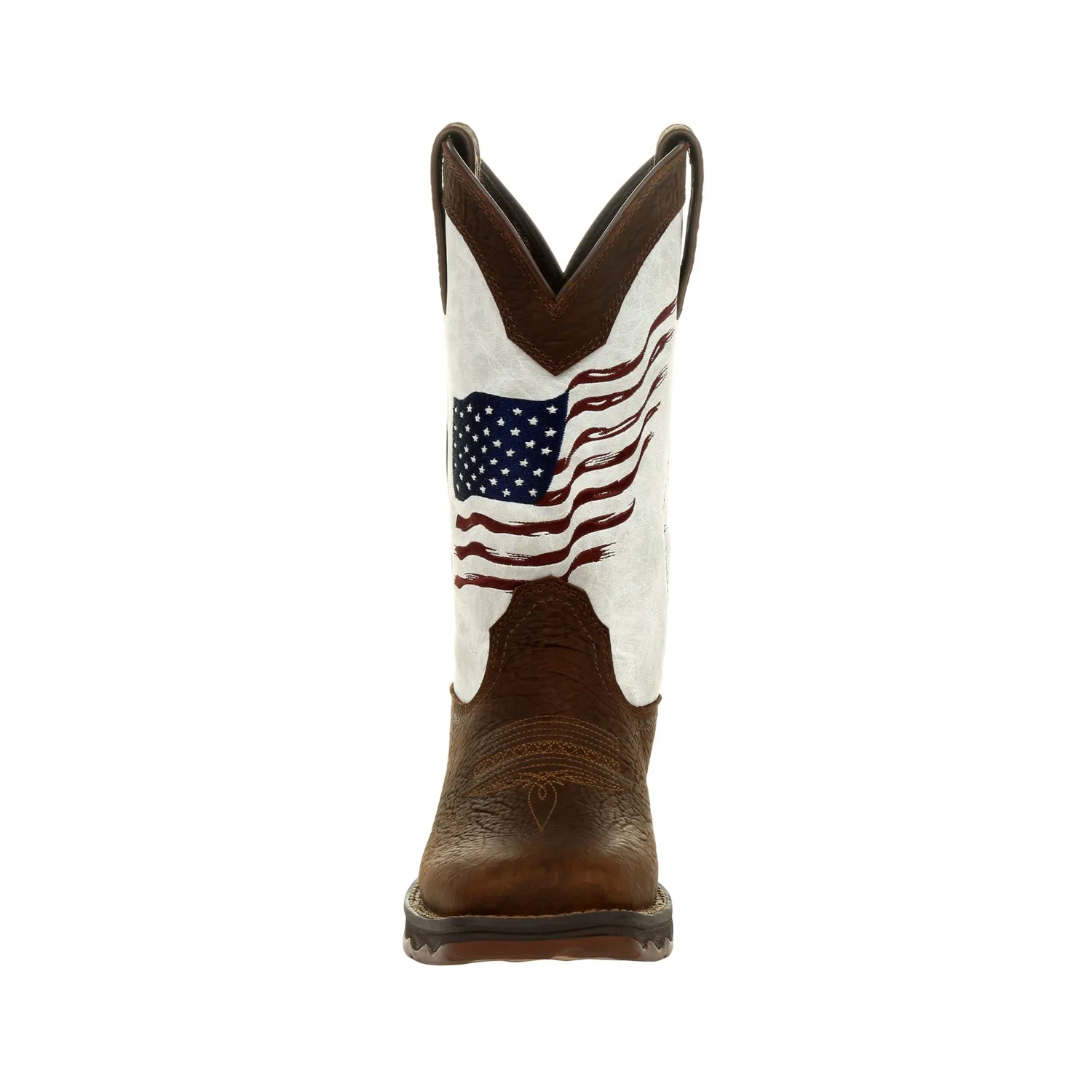 Durango Womens Lady Rebel Flag Bay Brown/White Leather Cowboy Boots