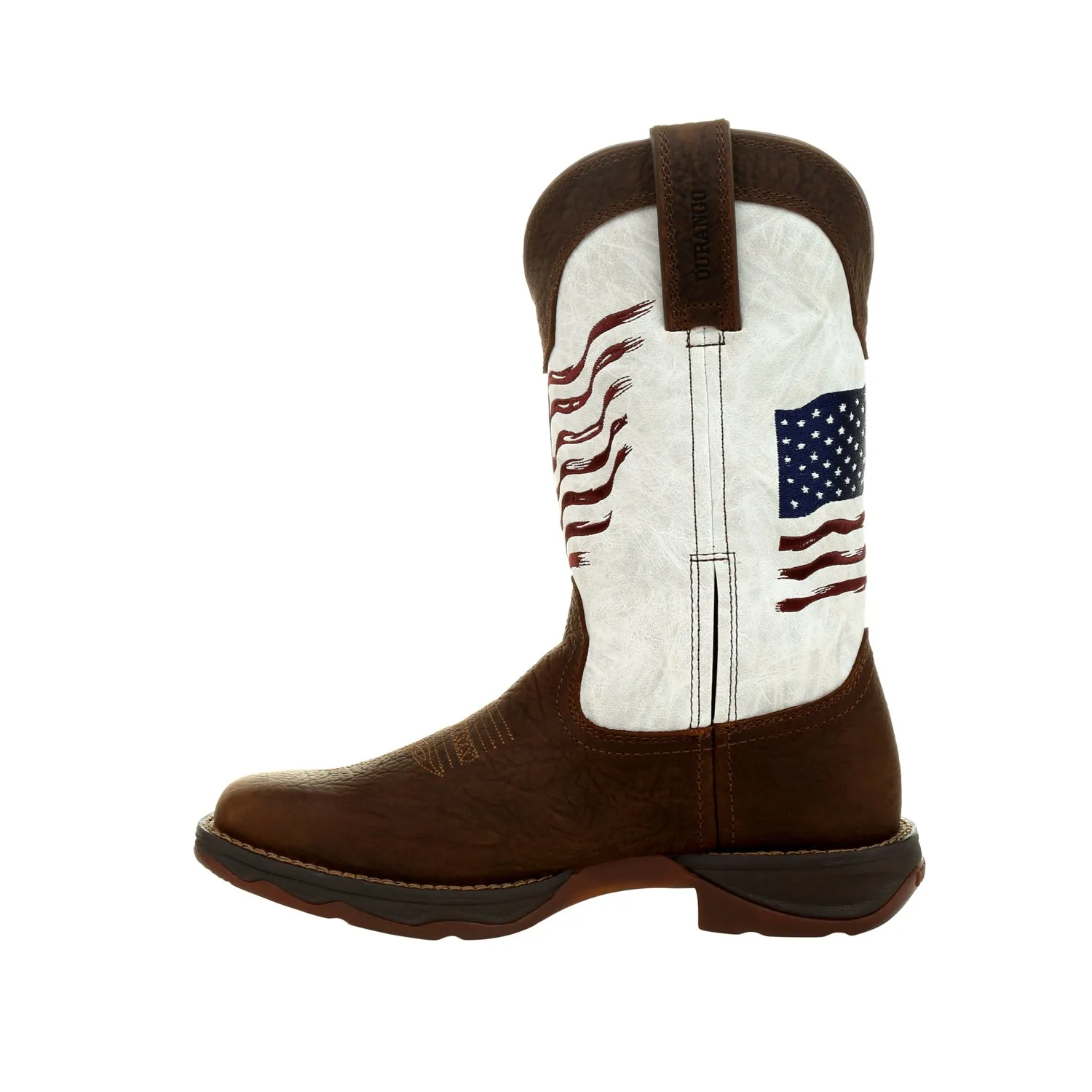 Durango Womens Lady Rebel Flag Bay Brown/White Leather Cowboy Boots