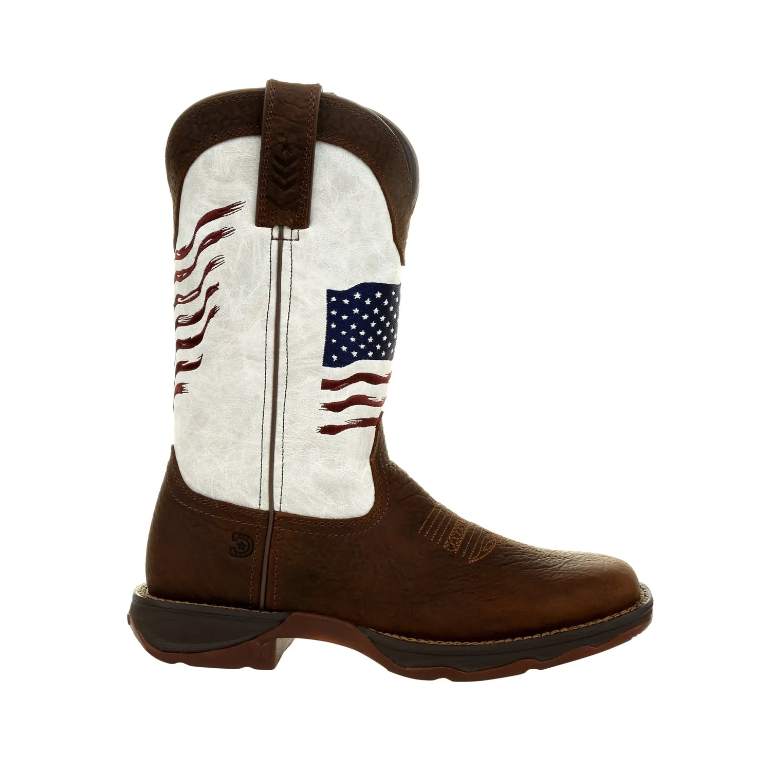 Durango Womens Lady Rebel Flag Bay Brown/White Leather Cowboy Boots