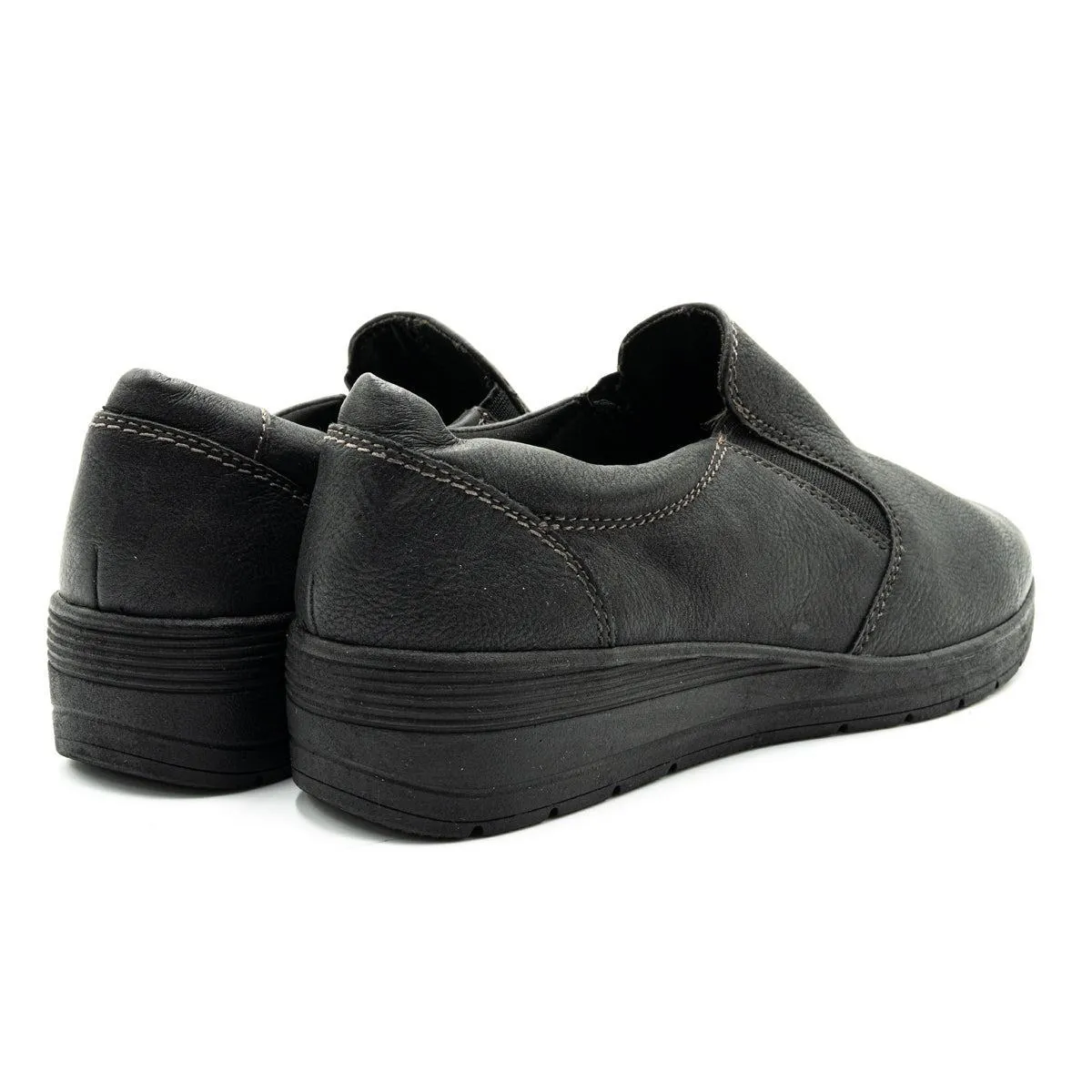 Easy Street Casual Low-Top Sneakers Leather Black Colour For Women