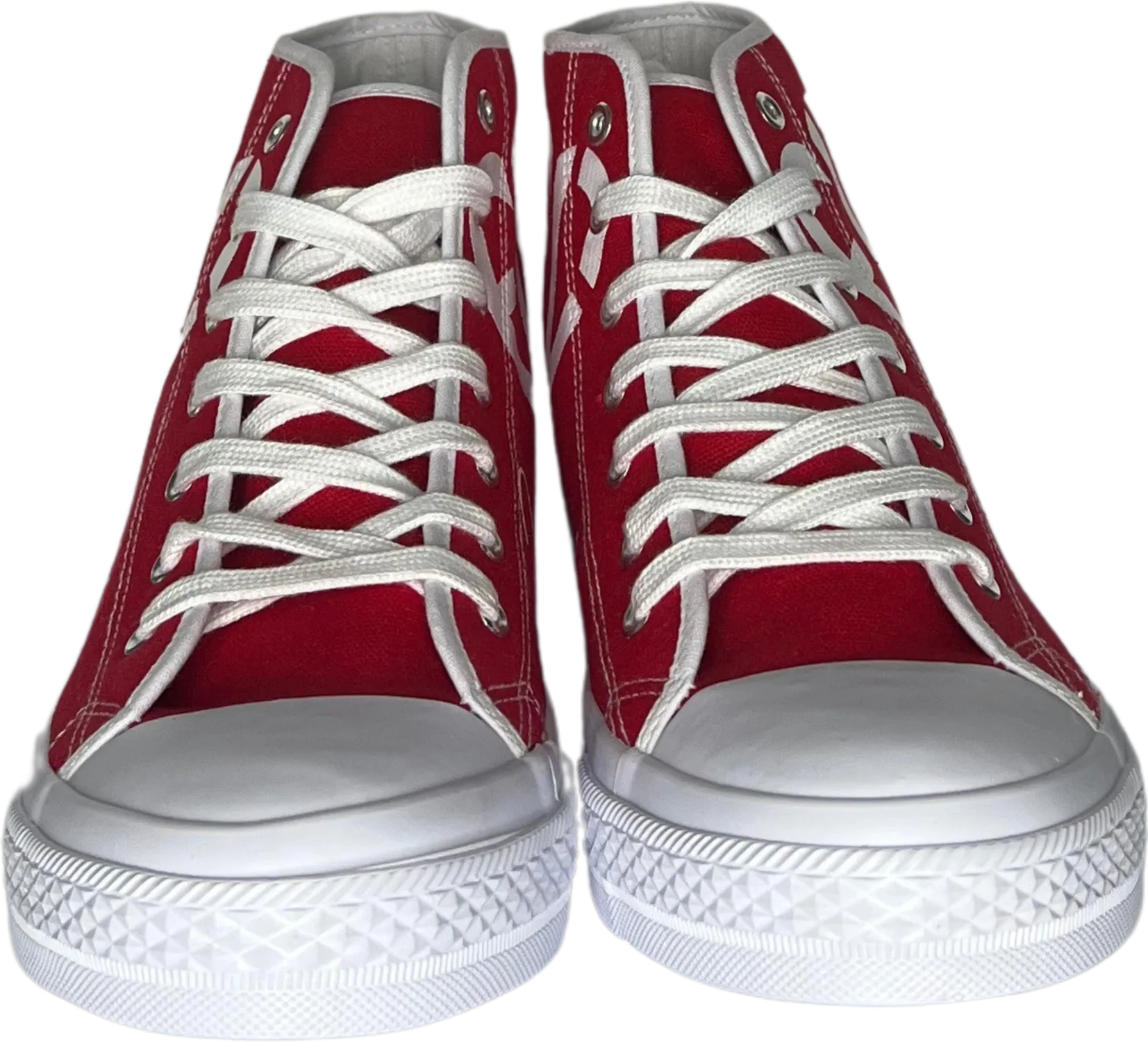 Frantz Lamour Signature Classic Kids High Top Canvas Lace Up Casual Walking Shoes - Red & White