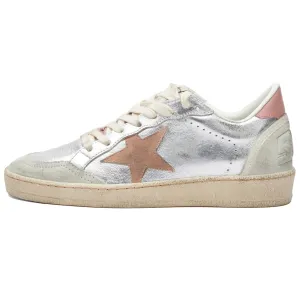 Golden Goose Ball Star Leather Sneakers, Silver/Pink