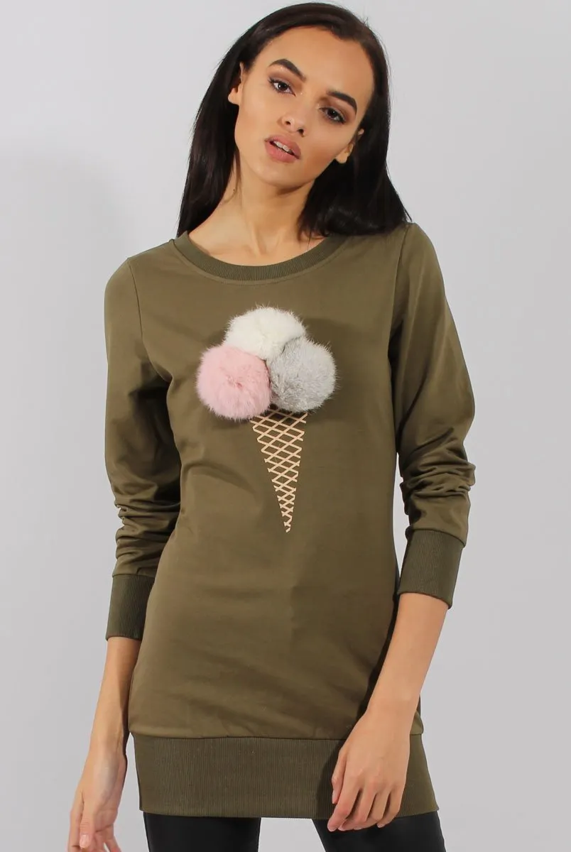 Green Fluffy Ice Cream Jumper - Noella