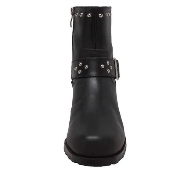 High Heeled Buckle Biker Boot