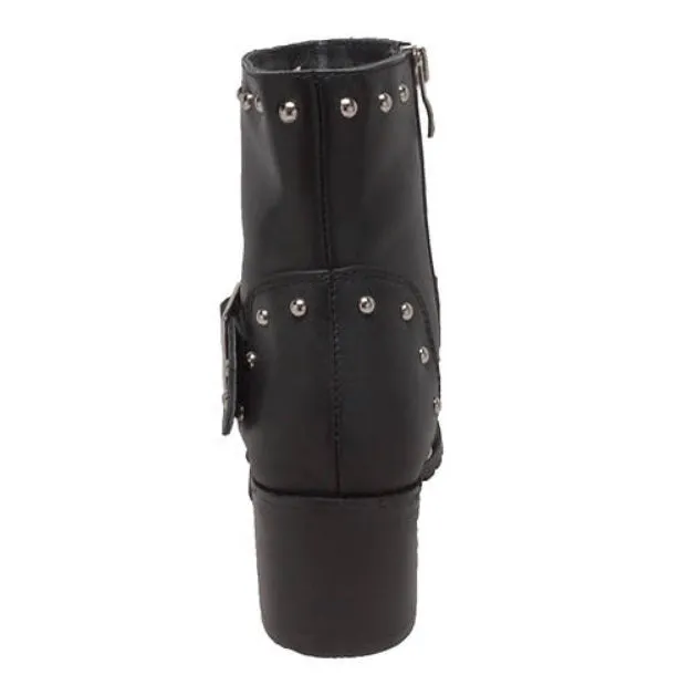 High Heeled Buckle Biker Boot