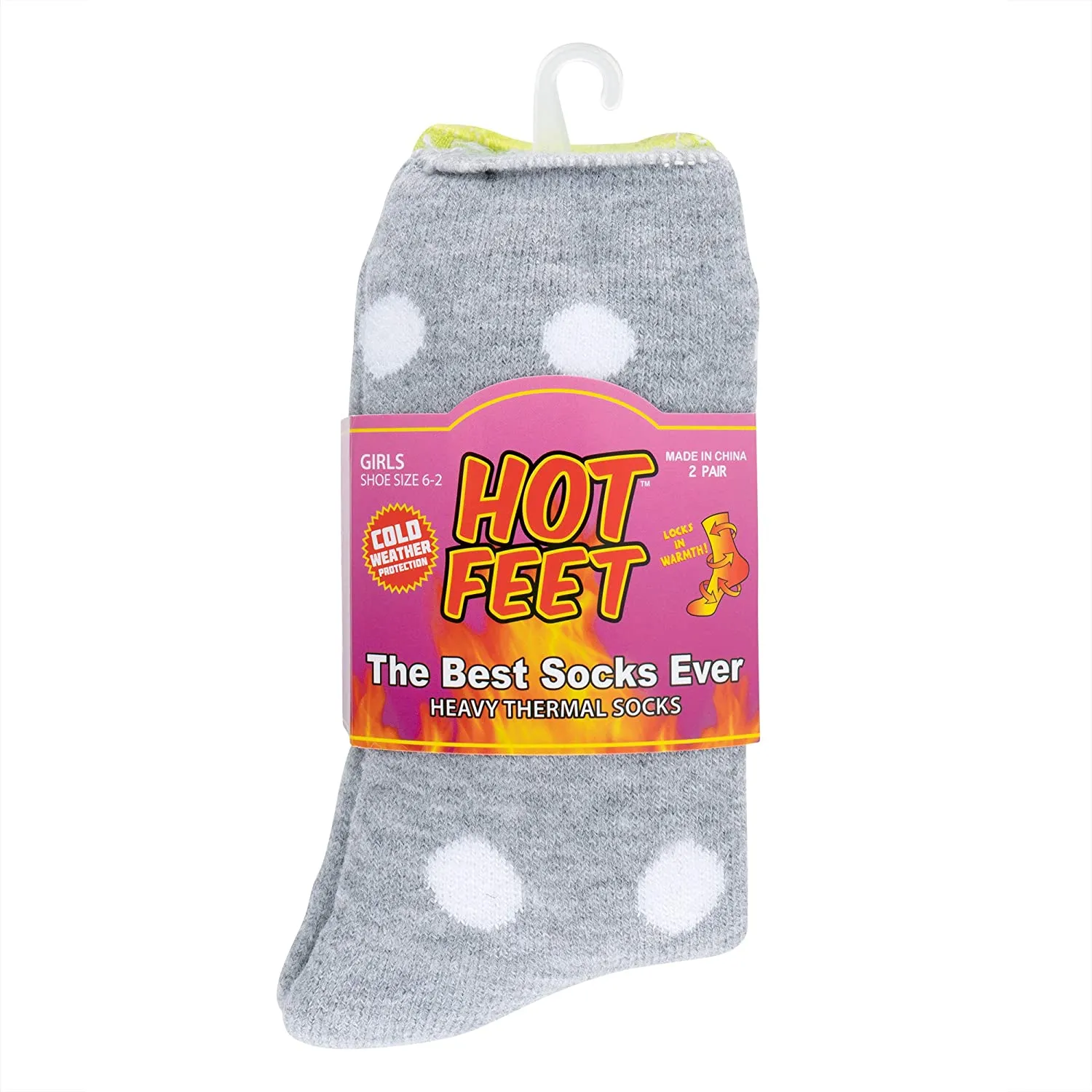 Hot Feet Girl's Heavy Thermal Socks - Traps in Warmth - Frenchie - Pack of 2