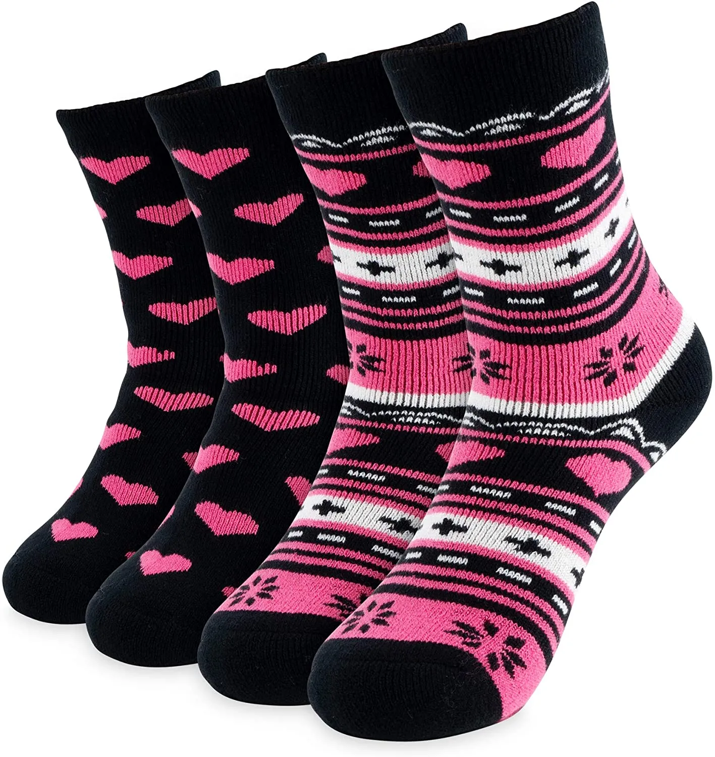 Hot Feet Girl's Heavy Thermal Socks - Traps in Warmth - Frenchie - Pack of 2