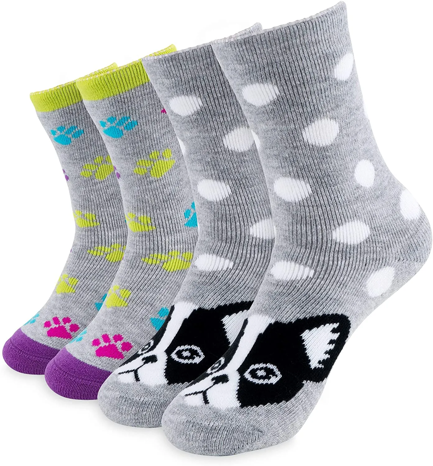 Hot Feet Girl's Heavy Thermal Socks - Traps in Warmth - Frenchie - Pack of 2