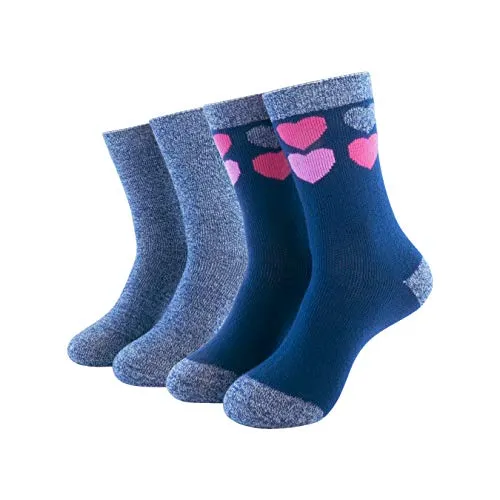 Hot Feet Girl's Heavy Thermal Socks - Traps in Warmth - Frenchie - Pack of 2