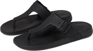 Iqushion Adjustable Buckle Flip-Flops FitFlop Slides, All Black