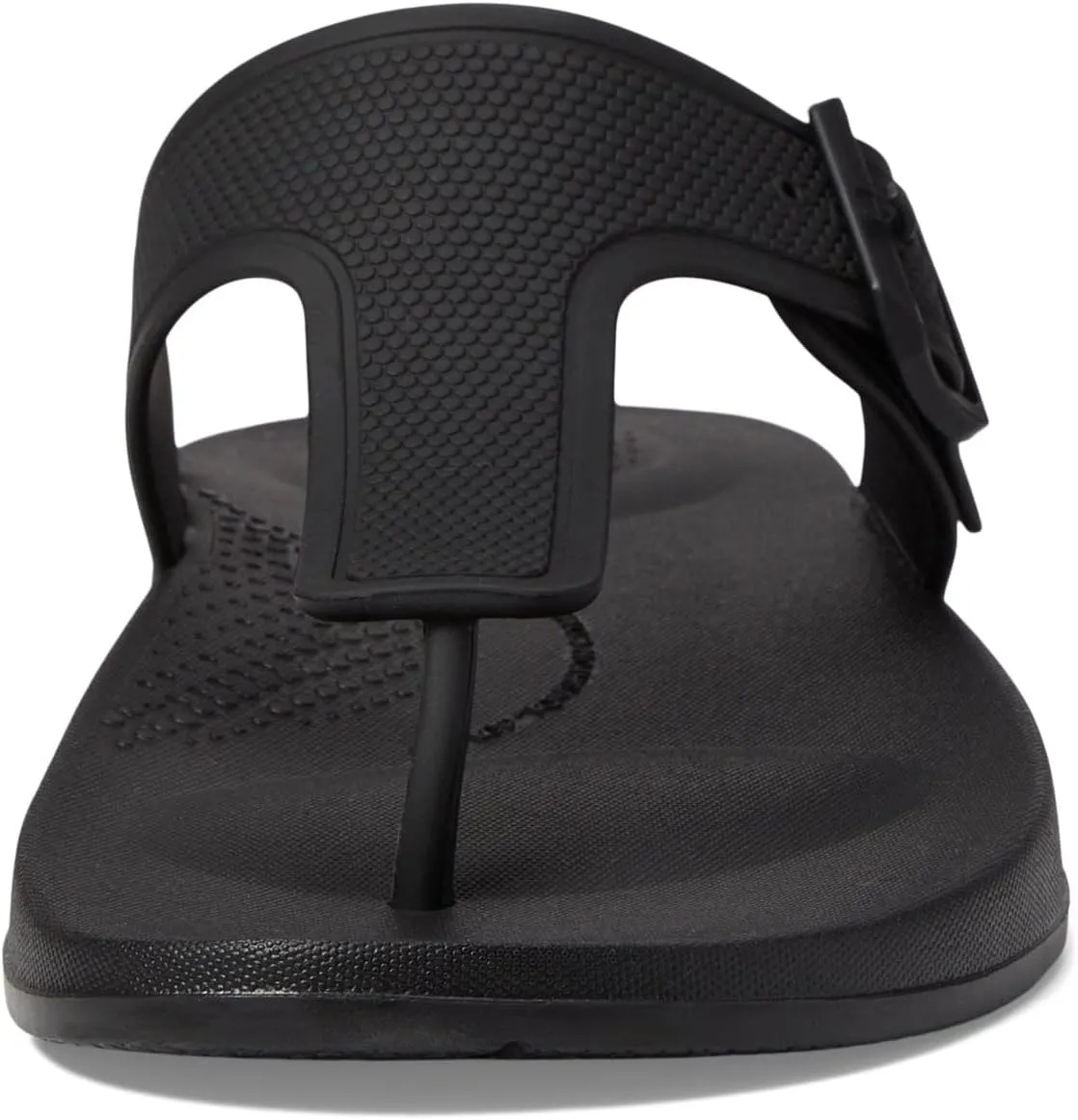 Iqushion Adjustable Buckle Flip-Flops FitFlop Slides, All Black