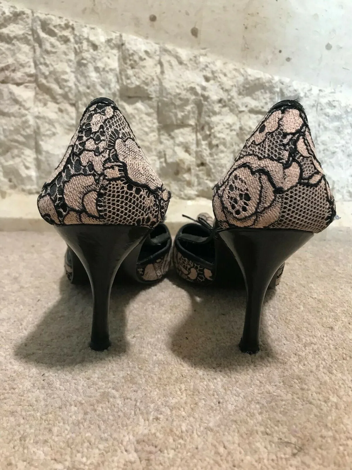 Karen Millen Women's Nude & Black Lace  Shoes UK 7 US 9.5 EU 41