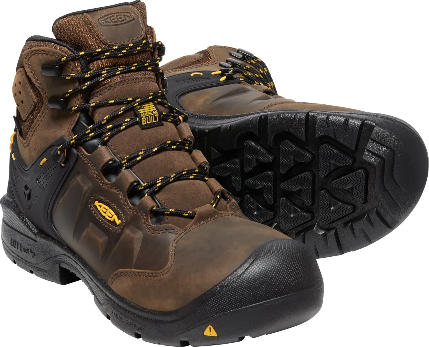 Keen Utility Mens Dover 6in WP Dark Earth/Black Leather Work Boots