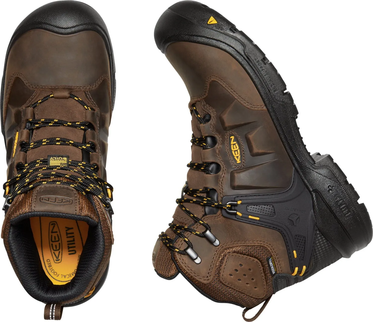 Keen Utility Mens Dover 6in WP Dark Earth/Black Leather Work Boots