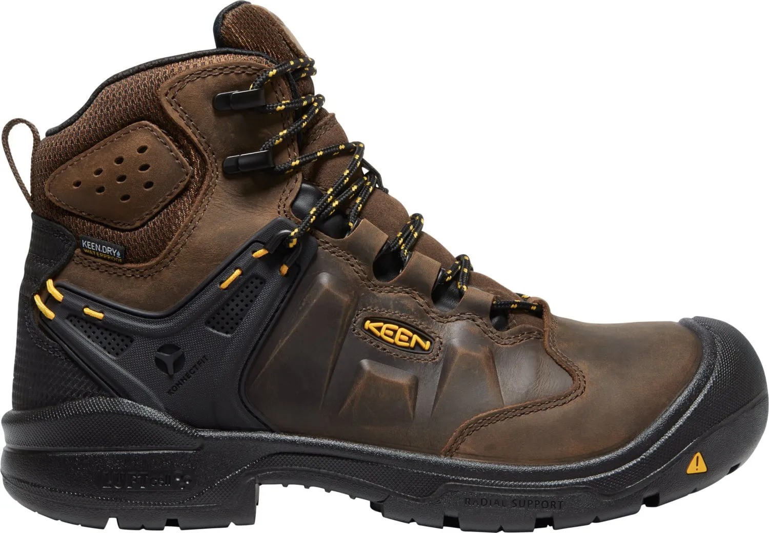 Keen Utility Mens Dover 6in WP Dark Earth/Black Leather Work Boots