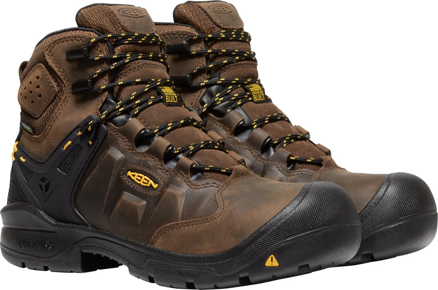 Keen Utility Mens Dover 6in WP Dark Earth/Black Leather Work Boots