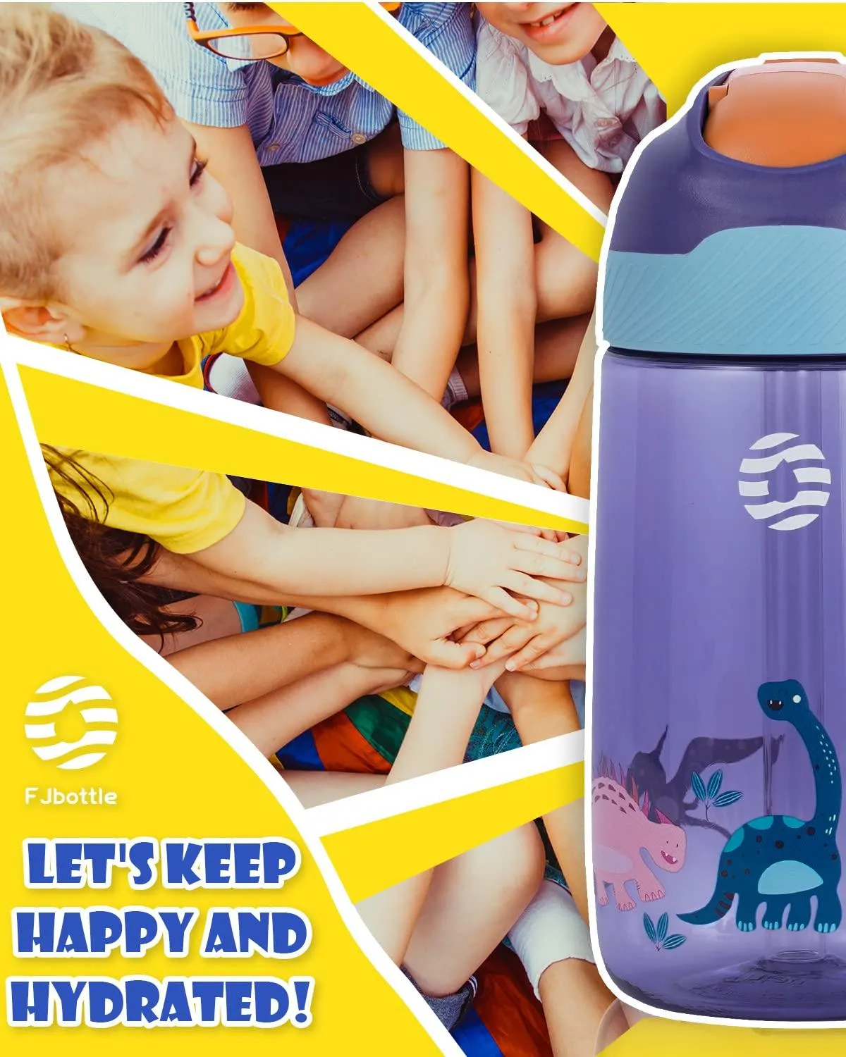 Kids Water Bottle with Straw, BPA Free Leak Proof 450ml Drinking Bottle