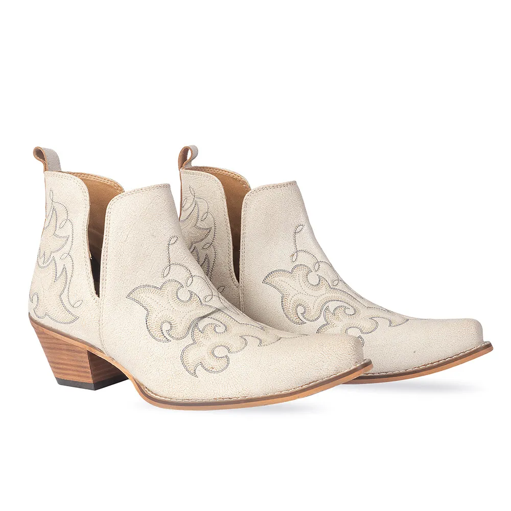 La Ponderosa Booties in Ivory Suede