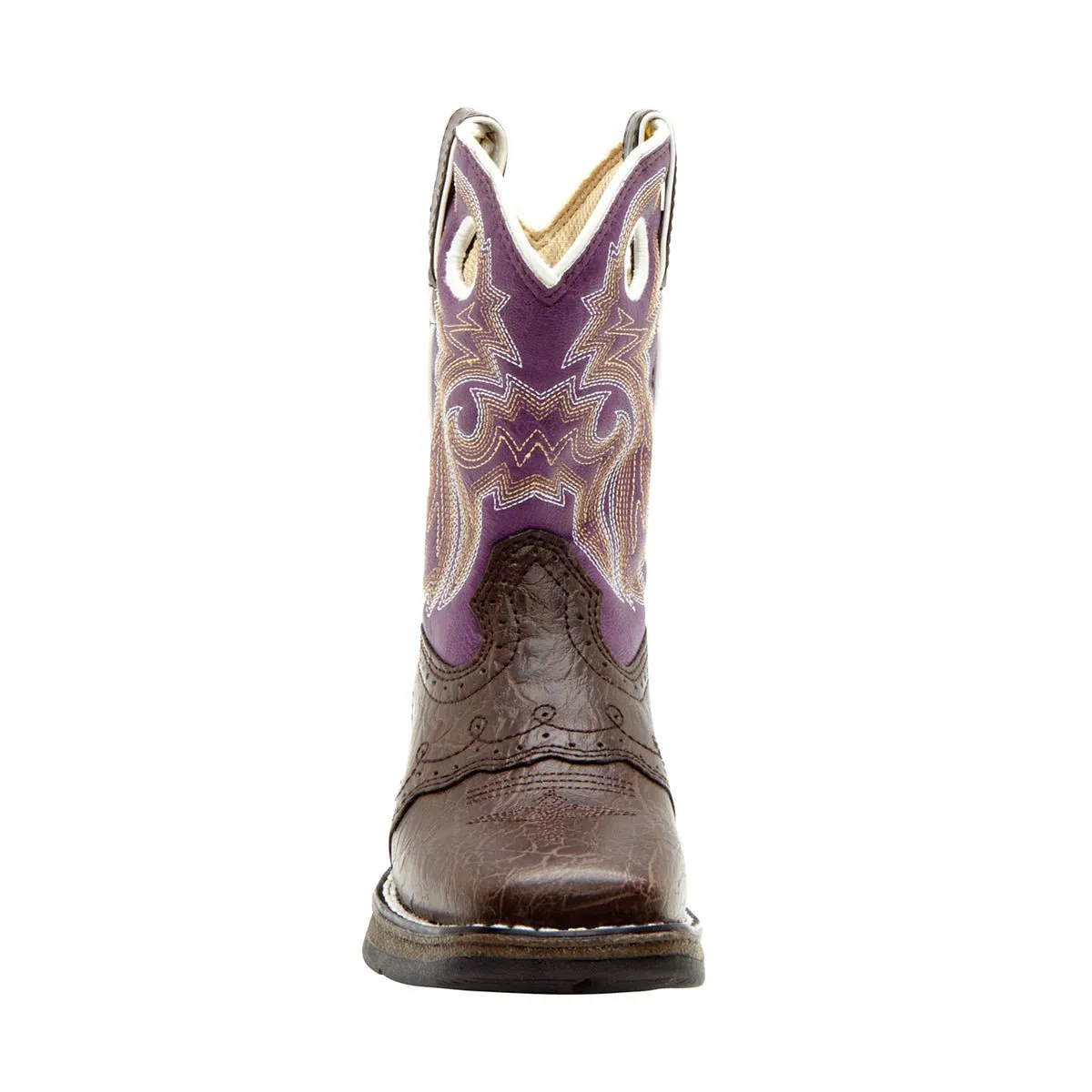 Lil' Durango Kids Girls Purple Faux Leather Saddle Buckaroo Western Cowboy Boots