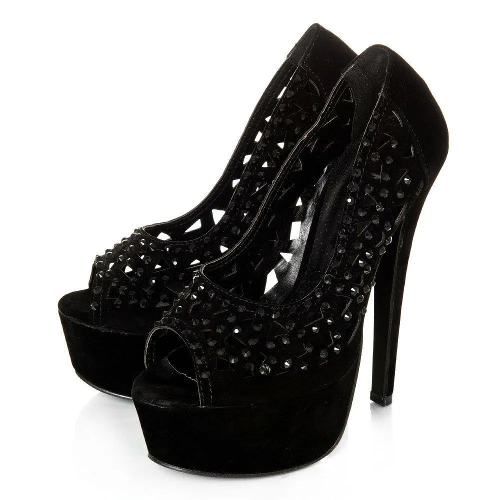 Lvy Peep Toe Platform Stiletto High Heel Court Shoe