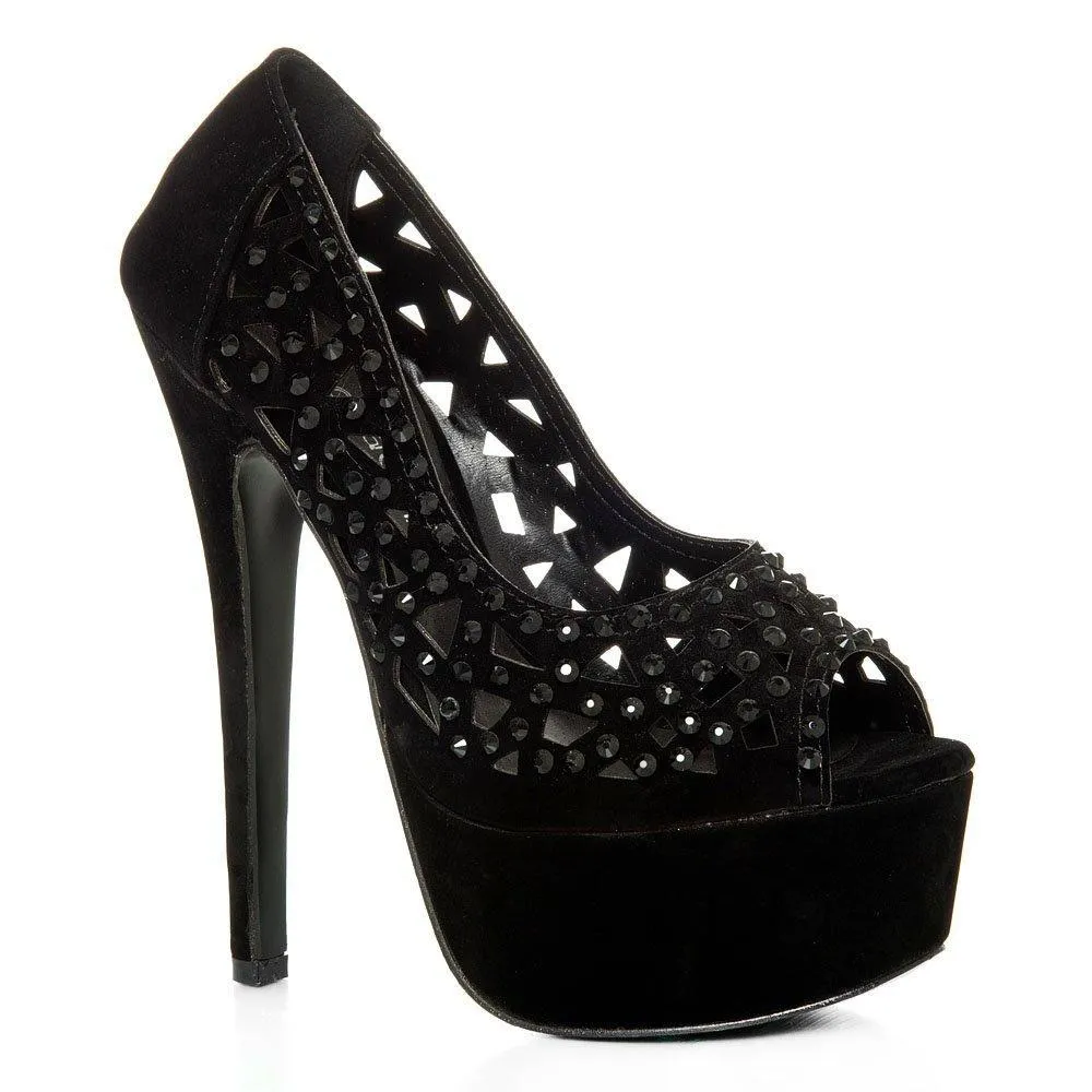 Lvy Peep Toe Platform Stiletto High Heel Court Shoe