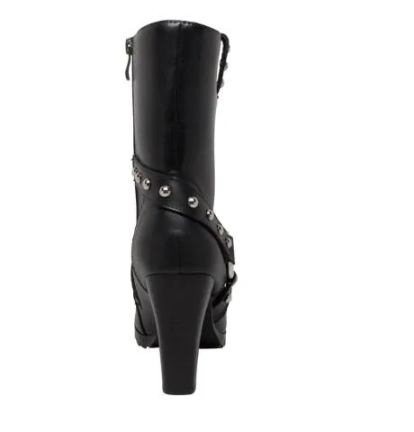 Motorcycle Heeled Boot with Studs