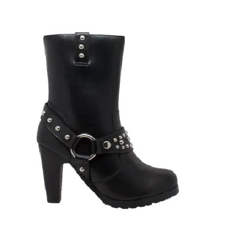 Motorcycle Heeled Boot with Studs