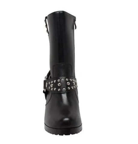 Motorcycle Heeled Boot with Studs