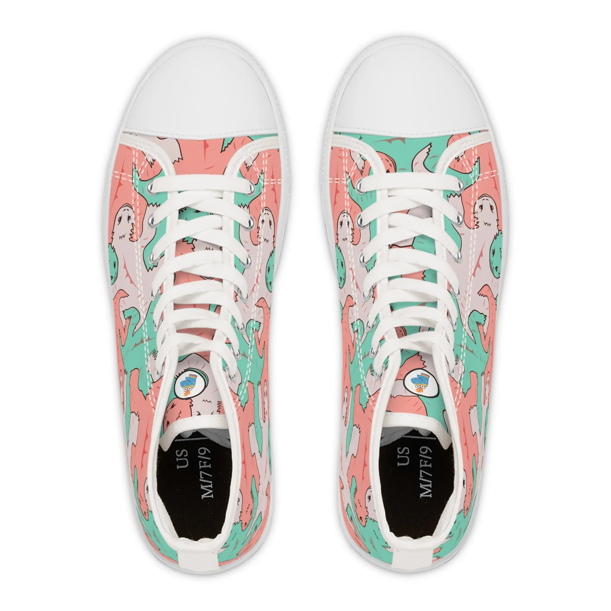 Pink & Green Lizard Tessellation Women's High Top Sneakers