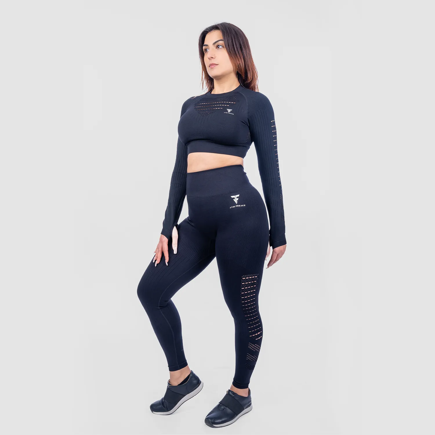 Power Packed Mesh Leggings & Top Raven Black