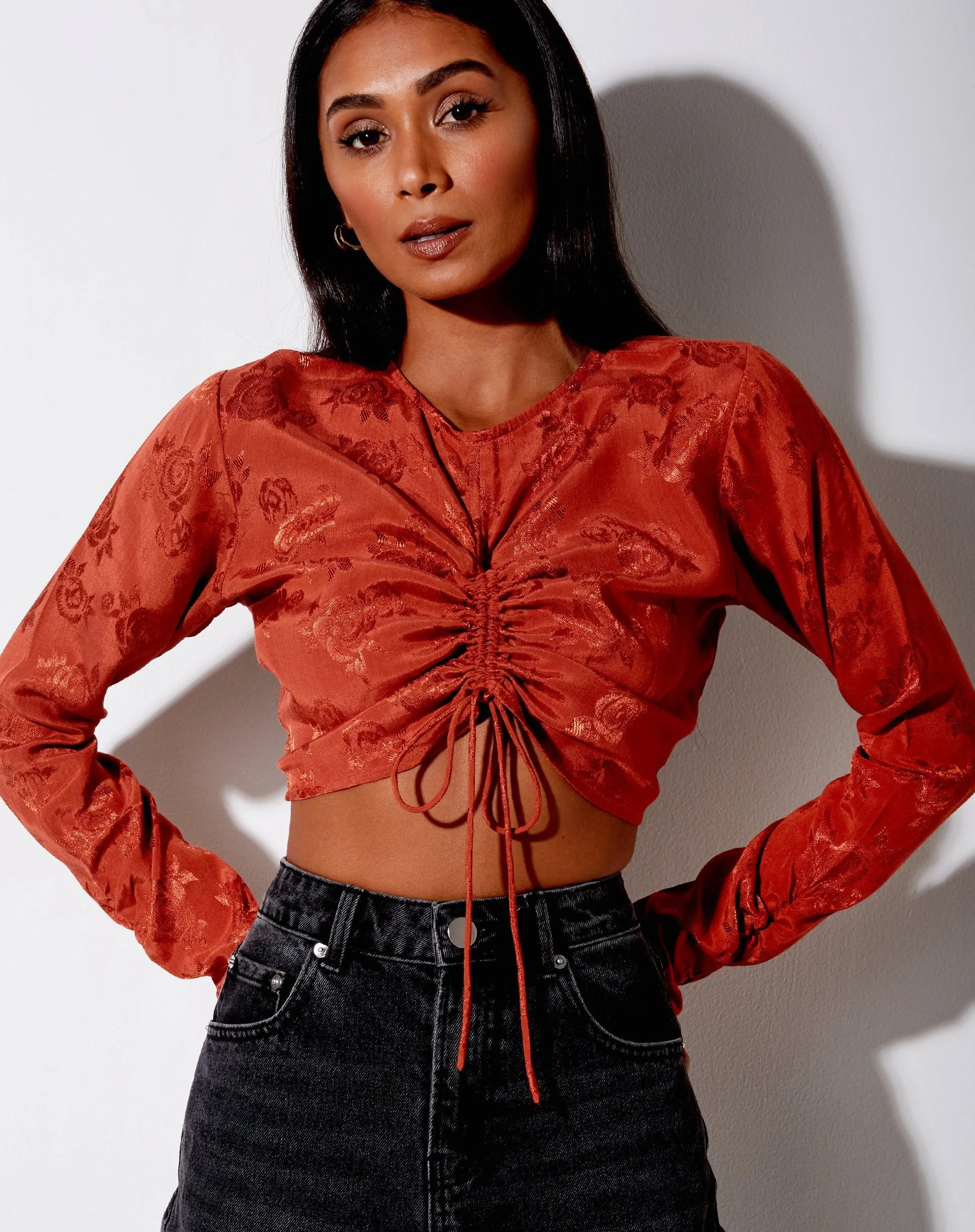 Rean Crop Top in Satin Rose Copper