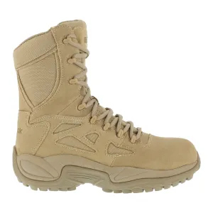 Reebok Mens Desert Tan Leather Military Boots Rapid Response 8in Zip