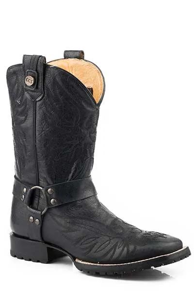 Roper Footwear Men's Black Cowboy Biker Broad Square Toe Boots with Concealed Carry System