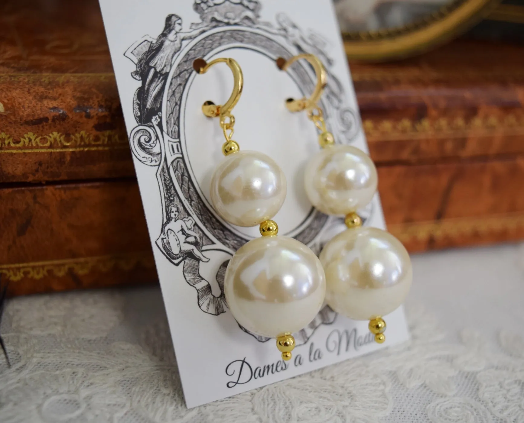 Sample Sale - Large Round 1790s Pearl Earrings