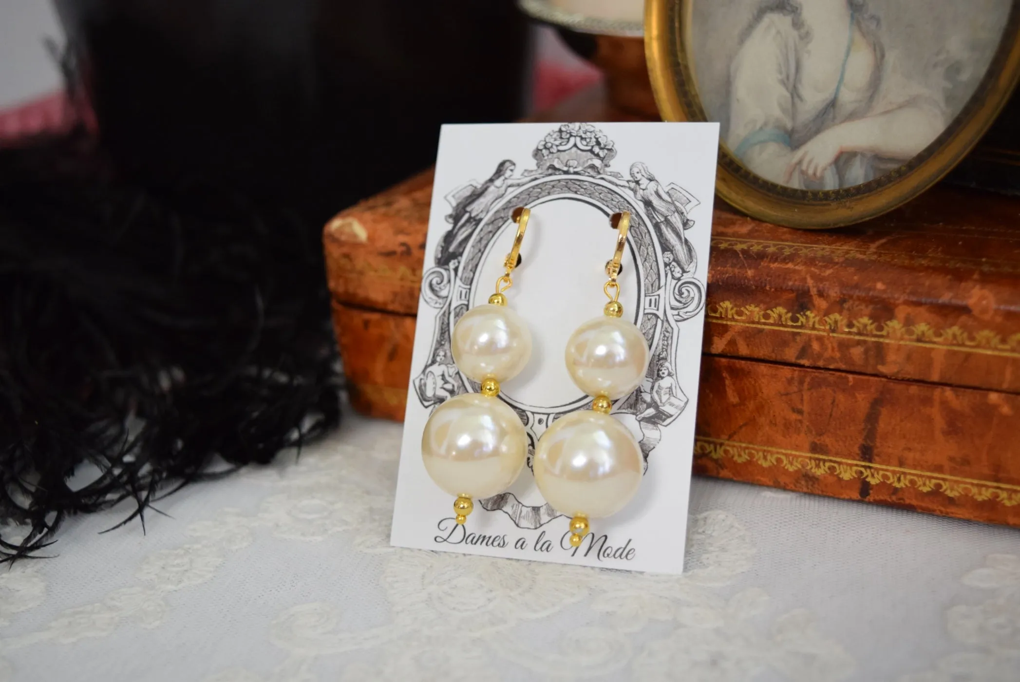 Sample Sale - Large Round 1790s Pearl Earrings