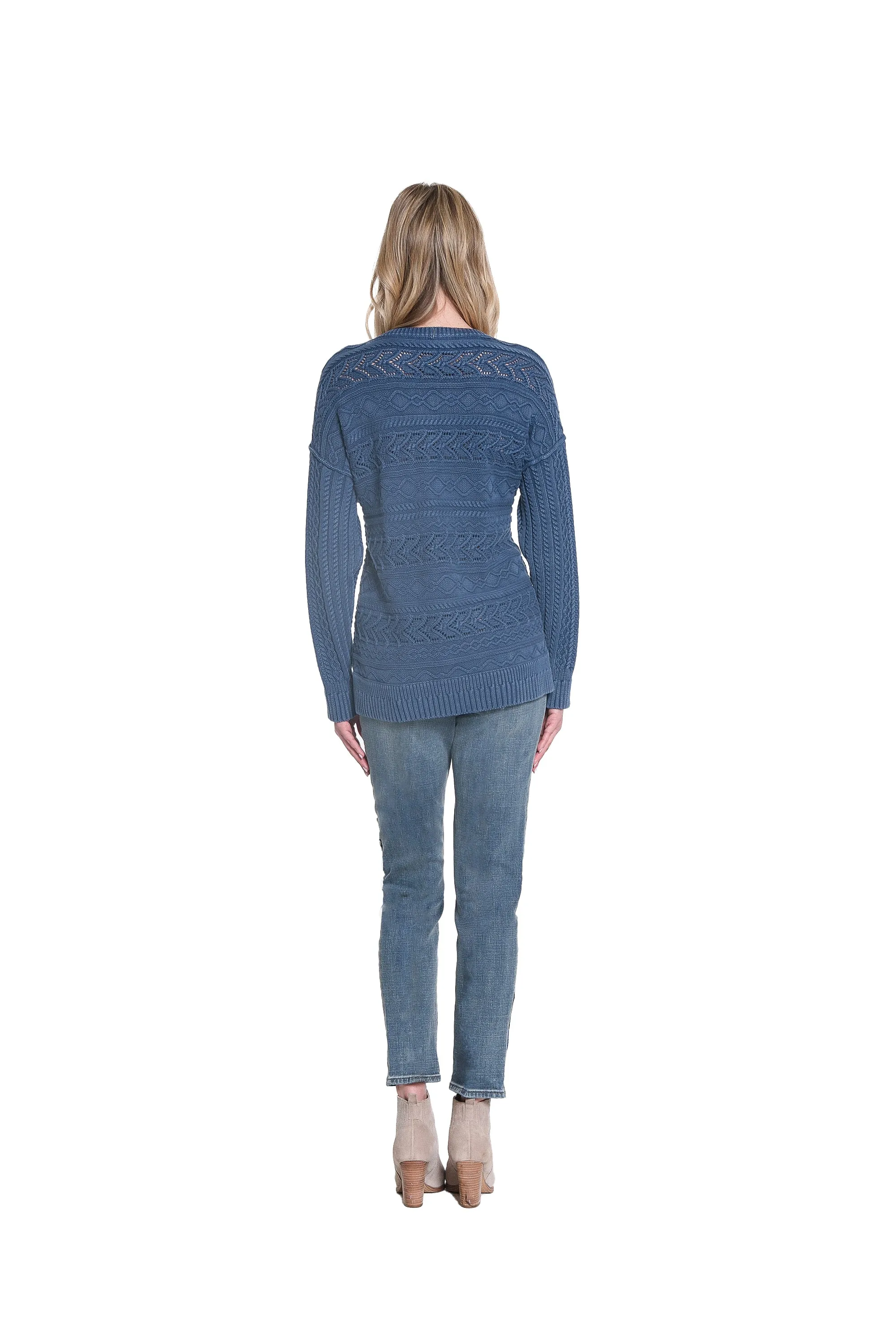 STRAIGHT LEG ANKLE JEAN WITH PATCHES - Medium Indigo