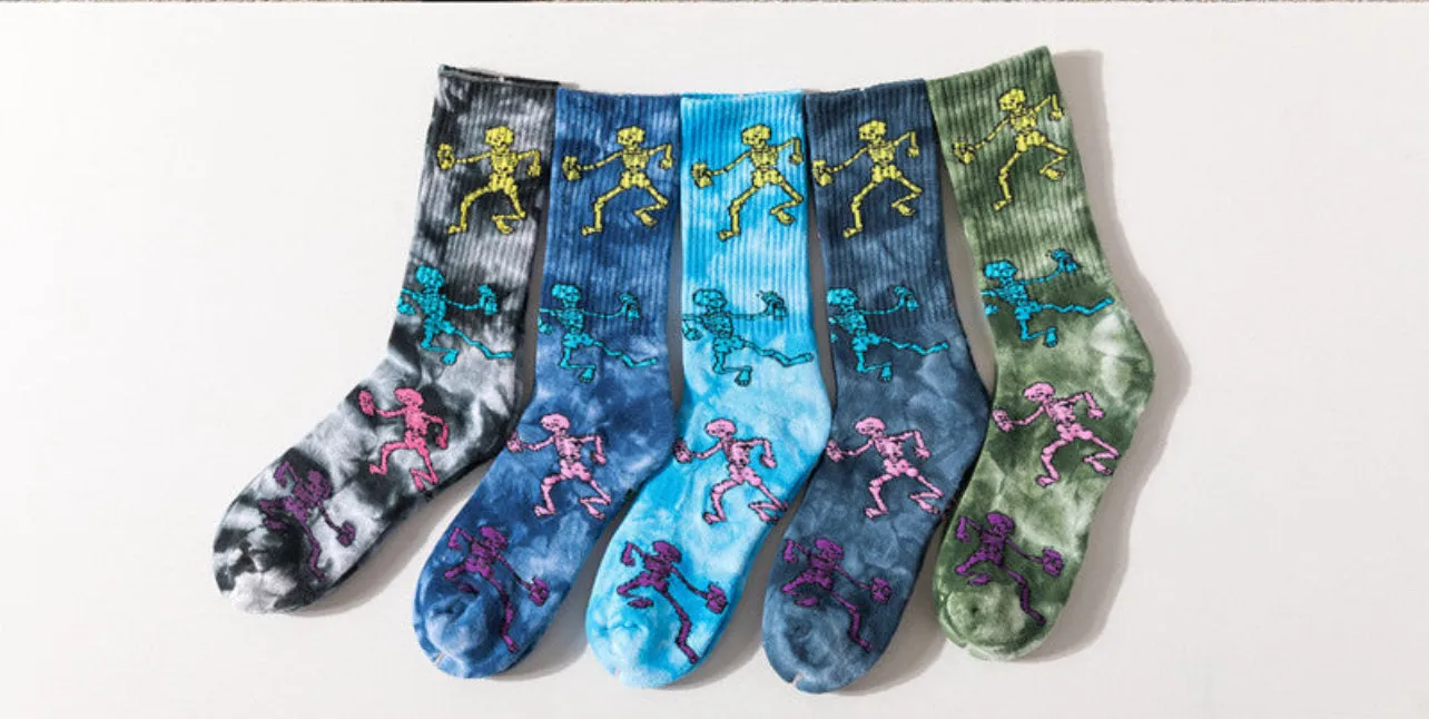 Tie-Dye Skull Socks